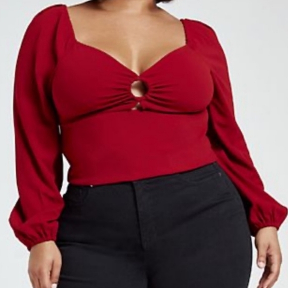 Fashion To Figure Deep Red Crop Top - Picture 2 of 7